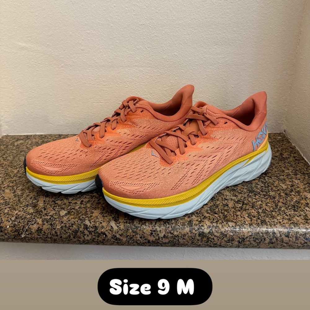 Hoka Women's Peach and Yellow Athletic Shoes